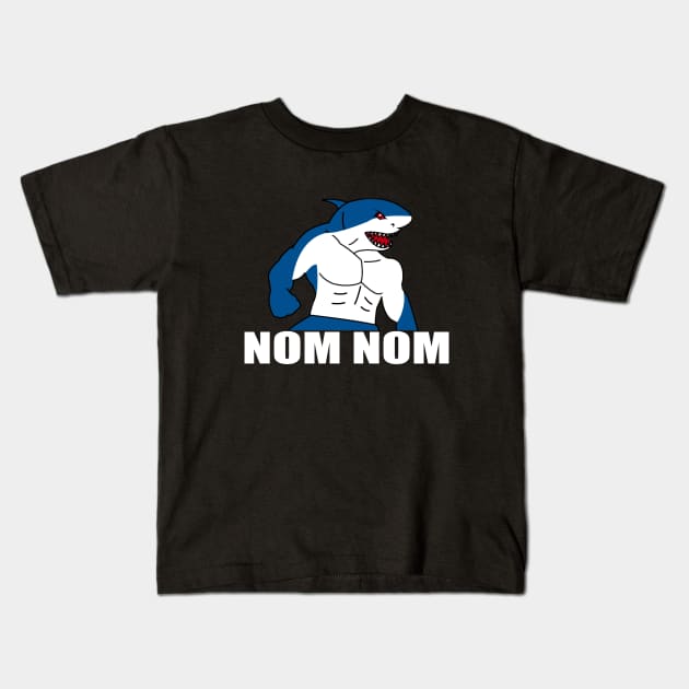 Nom nom hungry king shark Kids T-Shirt by Dope_Design